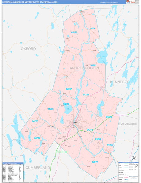 Lewiston-Auburn Metro Area Wall Map